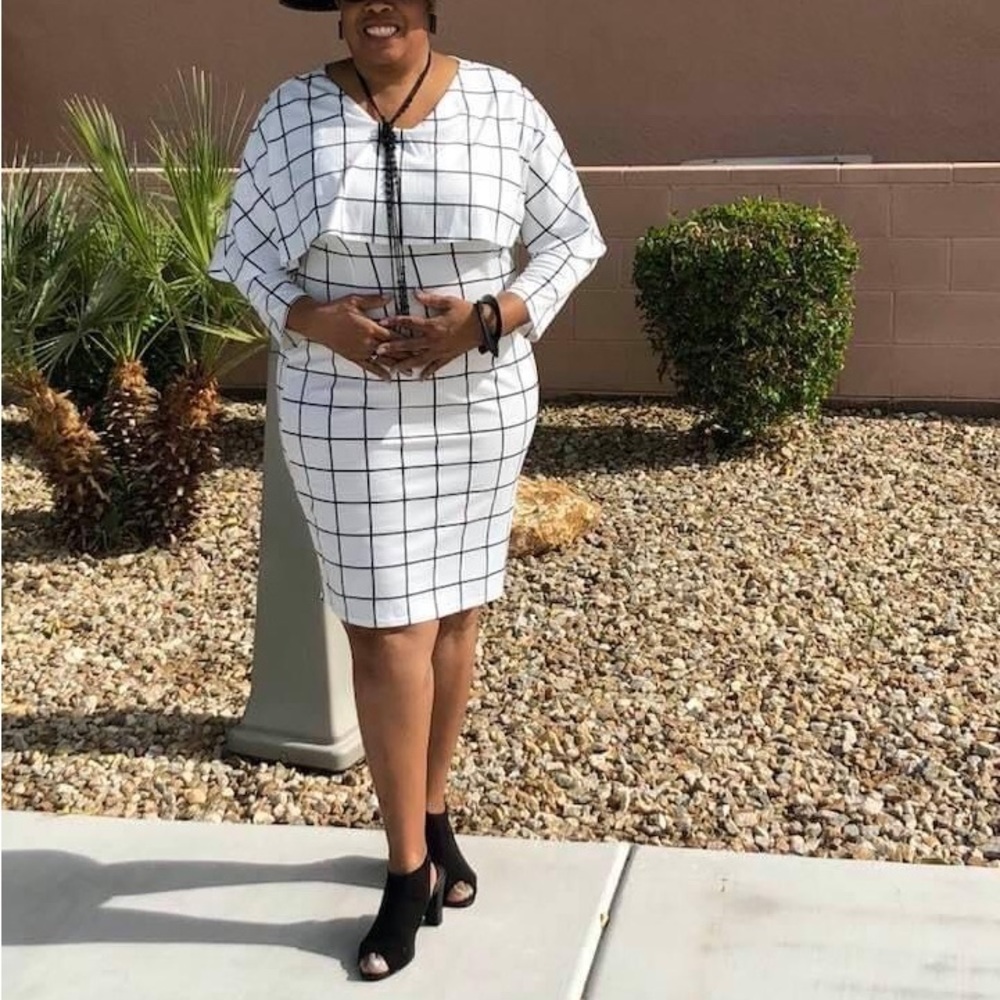 Black and white checkered dress plus size 2X